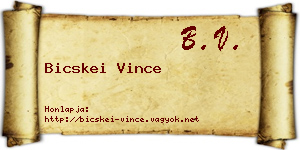 Bicskei Vince névjegykártya
